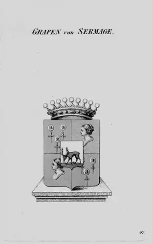 Sermage Wappen Adel coat of arms heraldry Heraldik crest Kupferstich