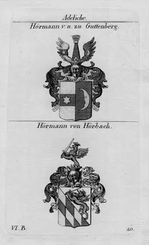 Hörmann Guttenberg Hörbach Wappen coat of arms Heraldik crest Kupferstich