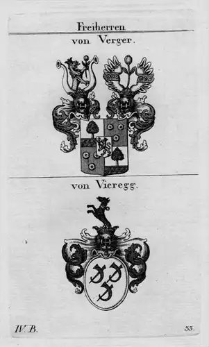 Verger Vieregg Wappen Adel coat of arms heraldry Heraldik Kupferstich