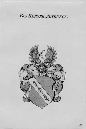 Hefner Alteneck Wappen Adel coat of arms heraldry Heraldik Kupferstich