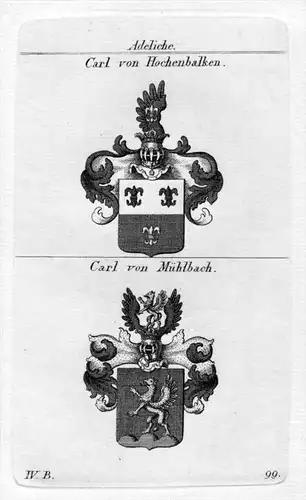 Carl - Wappen Adel coat of arms heraldry Heraldik Kupferstich