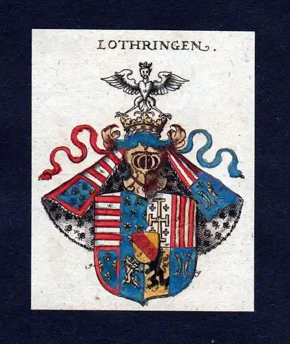 Lothringen Lorraine Wappen Adel coat of arms heraldry Heraldik Kupferstich