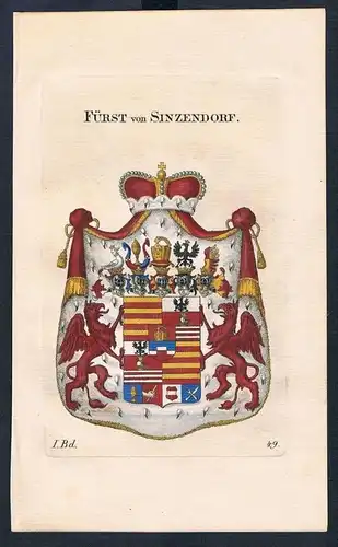 Fürst von Sinzendorf Kupferstich Genealogie Heraldik coat of arms