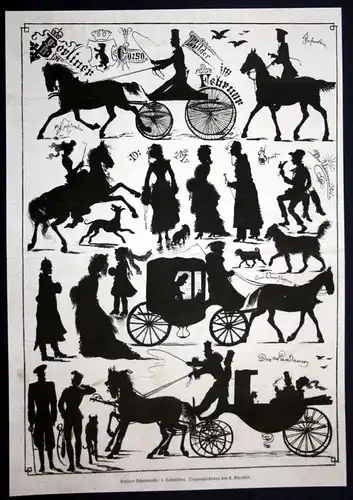 "Berliner Schattenrisse" - Berlin Schattenriss Schattenbilder silhouettes Holzstich antique print