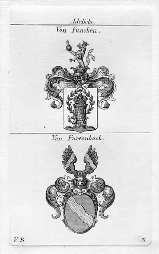 Funcken / Furtenbach - Wappen Adel coat of arms heraldry Heraldik Kupferstich
