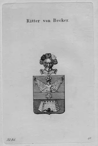 Becker Wappen Adel coat of arms heraldry Heraldik crest Kupferstich