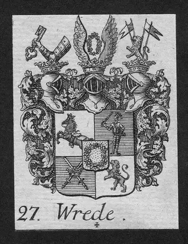 - Wrede Wappen vapen coat of arms Heraldik Genealogie Kupferstich