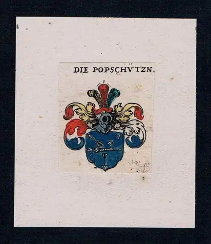 . Die Popschütz Wappen coat of arms heraldry Heraldik Kupferstich