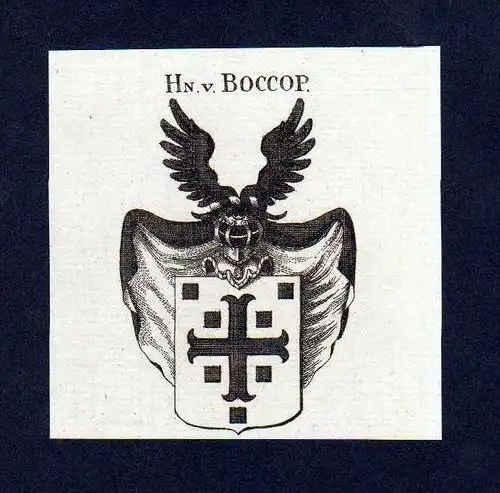Herren von Boccop Original Kupferstich Wappen coat of arms Heraldik