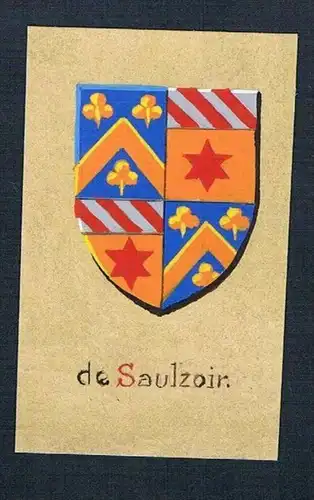 19. / 20. Jh. - de Saulzoir Blason Aquarelle Wappen coat of arms Heraldik