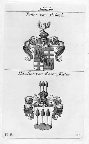 Häberl / Häufler - Wappen Adel coat of arms heraldry Heraldik Kupferstich
