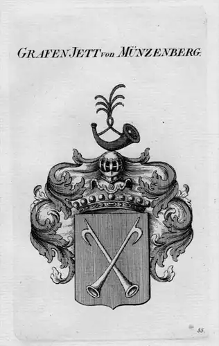 Jett Münzenberg Wappen Adel coat of arms heraldry Heraldik Kupferstich
