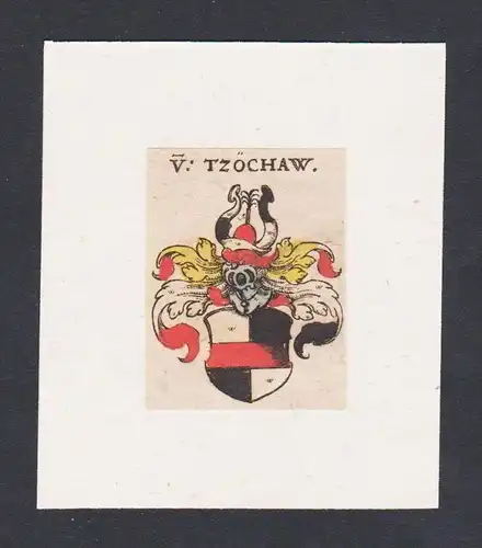 . Tzöchaw Tzöchau Meissen Wappen coat of arms heraldry Heraldik Kupferstich