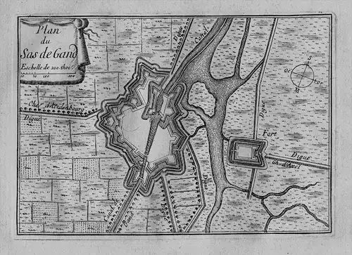 Plan du Sas de Gand - Sas van Gent Terneuzen plan fortification Fortifikation Zeeland Nederland Niederlande Ne