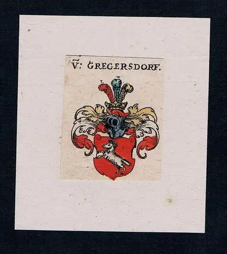 . Von Gregersdorf Wappen coat of arms heraldry Heraldik Kupferstich