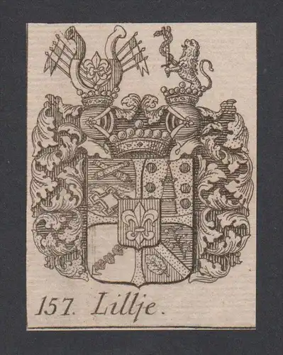 Lillje Wappen vapen coat of arms Genealogie Heraldik Kupferstich heraldry