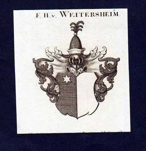 Freiherren von Weitersheim Kupferstich Wappen coat of arms Heraldik