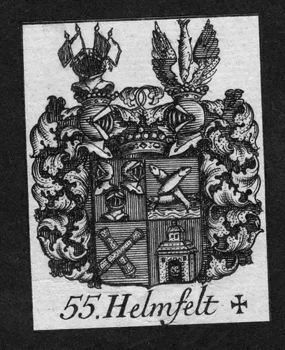 - Helmfelt Wappen vapen coat of arms Heraldik Genealogie Kupferstich