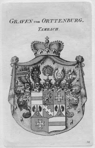 Orttenburg Tambach Wappen Adel coat of arms heraldry Heraldik Kupferstich