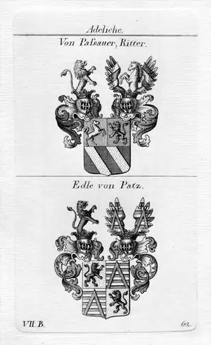 Pafsauer Patz Wappen coat of arms Heraldik heraldry Kupferstich