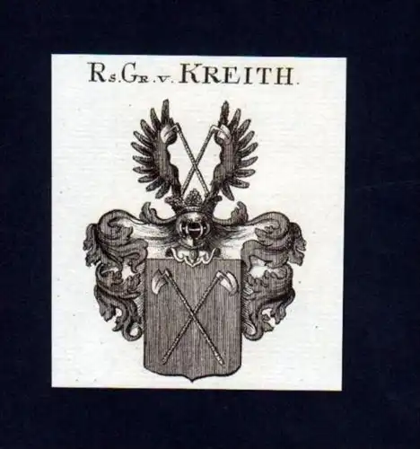 Reichsgrafen v. Kreith Heraldik Kupferstich Wappen