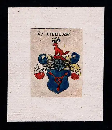 . von Liedlaw Liedlau Wappen coat of arms heraldry Heraldik Kupferstich