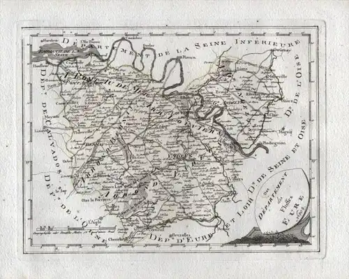 Das Departement des Flusses Eure Nr. 804 - Eure Evreux Bernay Le Neubourg Breteuil Brionne carte gravure map K