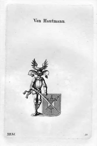Hautmann Hautman Adel Wappen coat of arms heraldry Heraldik Kupferstich