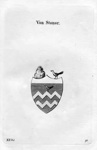 Stonor Adel Wappen coat of arms heraldry Heraldik Kupferstich