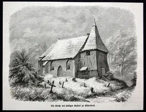 Die Kirche des heiligen Gallus zu Süderbrok - St. Gallus Süderbrook Lemwerder Ansicht Holzstich