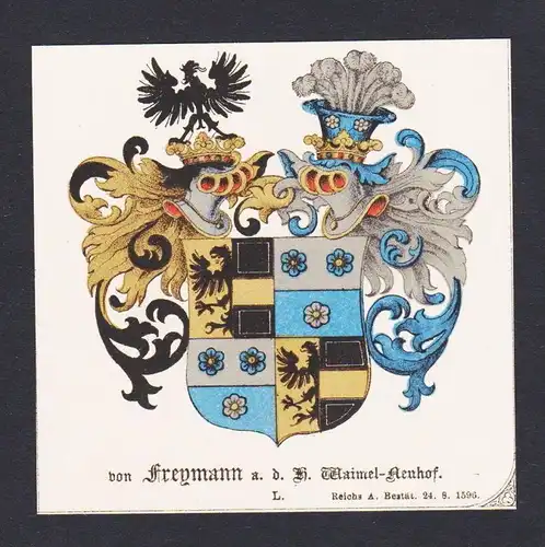 . von Freymann  Wappen Heraldik coat of arms heraldry Litho
