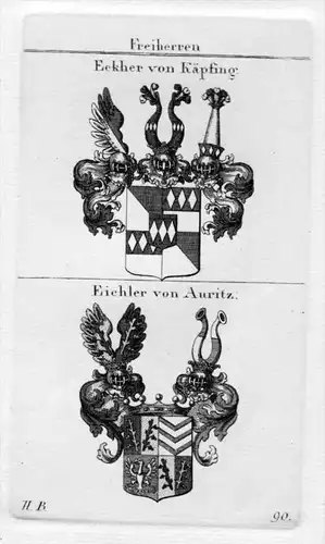 Eckher Käpfing Eichler Auritz Wappen Adel heraldry Heraldik Kupferstich