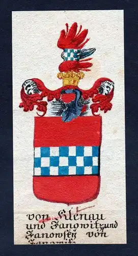von Klenau und Janowitz und Janowsky Janovice Klenova Böhmen Wappen coat of arms Manuskript
