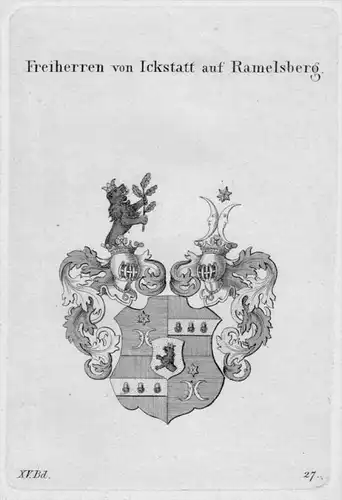 Ickstatt Ramelsberg Wappen Adel coat of arms heraldry Heraldik Kupferstich