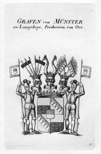 Münster Langelage Oer Ör Adel Wappen coat of arms Heraldik Kupferstich