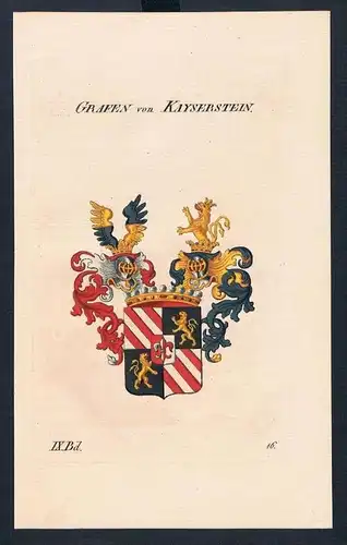 Grafen von Kayserstein Wappen Kupferstich Genealogie Heraldik coat of arms