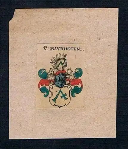 . - Mayrhofen Wappen Kupferstich Heraldik coat of arms crest heraldry