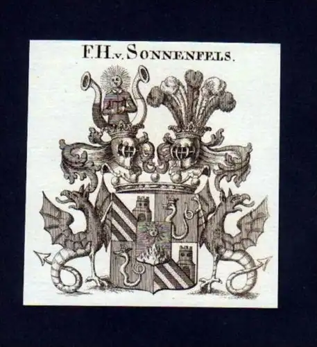 Freiherren v. Sonnenfels Kupferstich Wappen