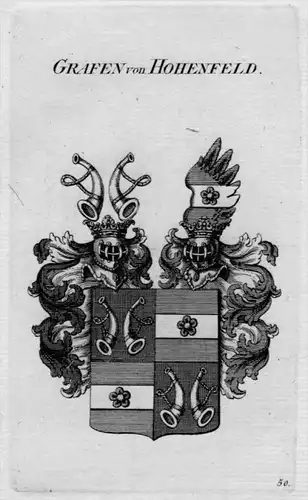 Hohenfeld Wappen Adel coat of arms heraldry Heraldik crest Kupferstich