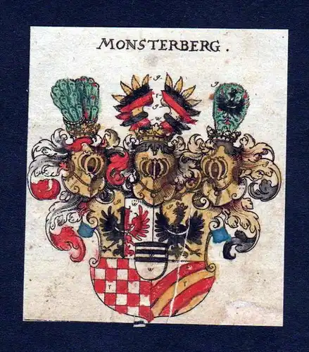 Monsterberg Wappen Adel coat of arms heraldry Heraldik Kupferstich