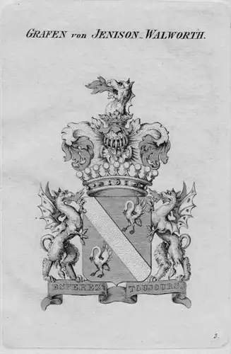 Jenison-Walworth Wappen Adel coat of arms heraldry Heraldik Kupferstich