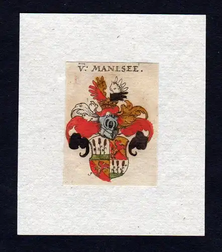 17. Jh Manlsee Wappen coat of arms heraldry Heraldik Kupferstich