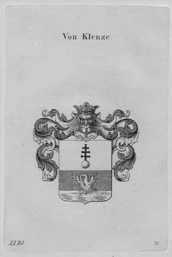 Klenze Wappen Adel coat of arms heraldry Heraldik crest Kupferstich