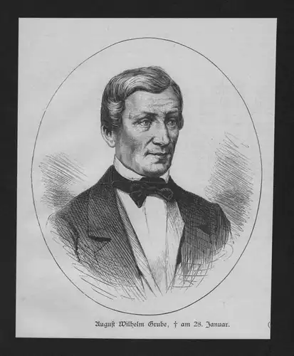 August Wilhelm Grube Pädagoge wood engraving Holzstich Portrait