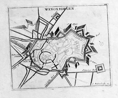 Bergues Winoxbergen gravure Kupferstich Bodenehr gravure engraving map