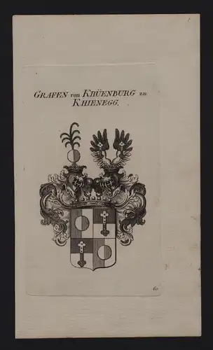 - Grafen von Khüenburg Wappen coat of arms Genealogie Heraldik Kupferstich