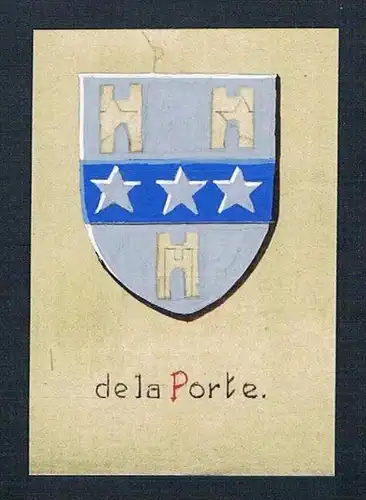 19. / 20. Jh. - de la Porte Blason Aquarelle Heraldik coat of arms heraldique
