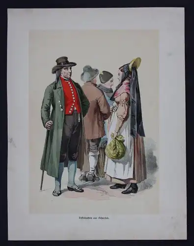 Schwaben Bayerisch Bayern Lithographie Trachten Tracht