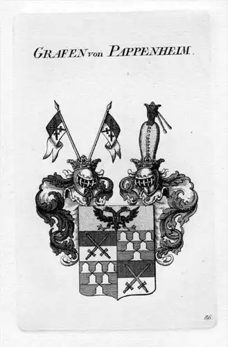 Pappenheim Adel Wappen coat of arms heraldry Heraldik Kupferstich