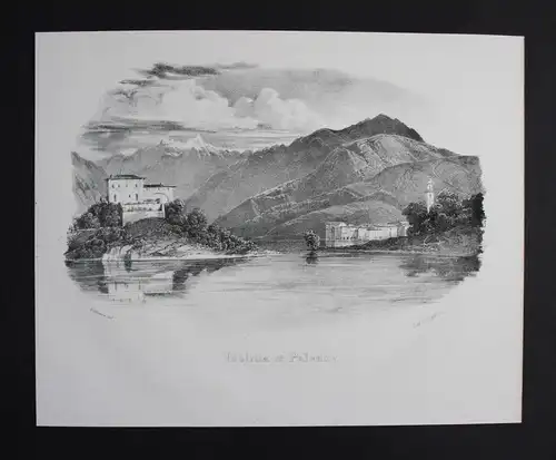 Isola San Giovanni Langensee Pallanza Piemonte Lithographie Villeneuve